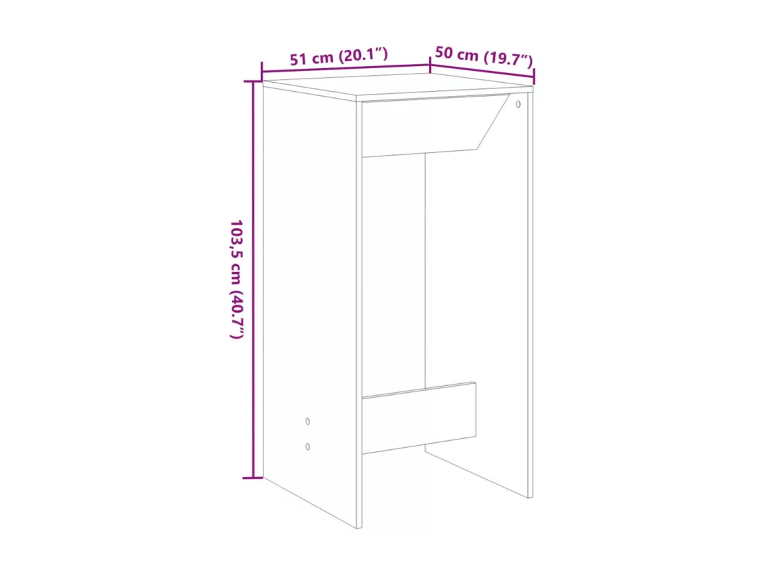 Table de bar sonoma gris 51x50x103,5 cm bois d'ingénierie