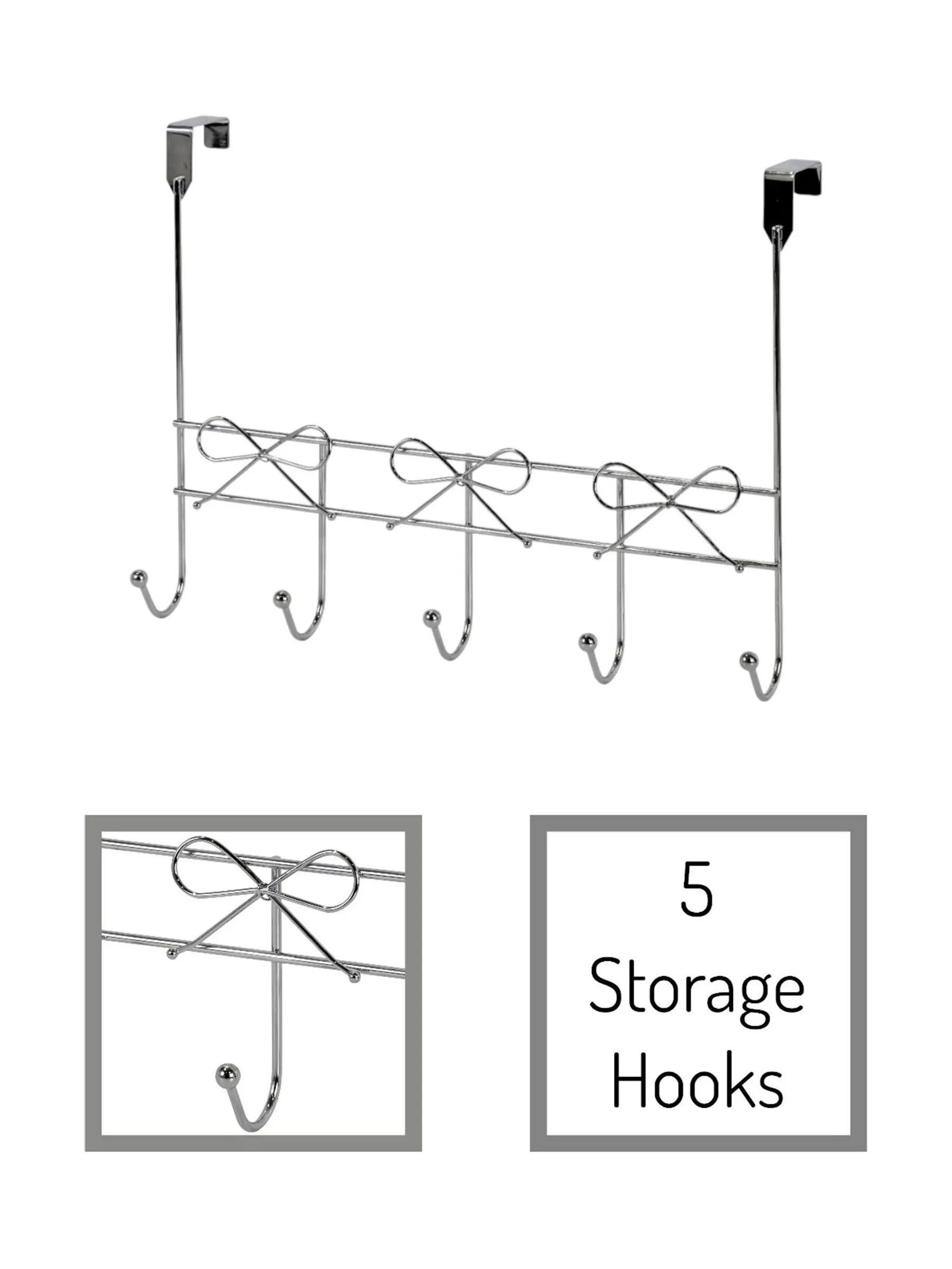 Showerdrape Set of 2 Bows Over Door Storage Hooks