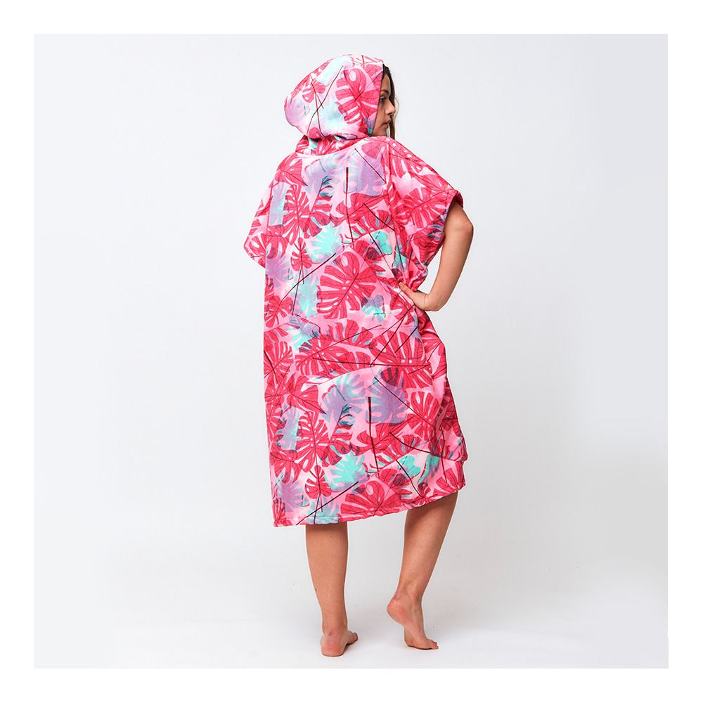 After Essentials BIG LEAVES - Poncho burnt pink