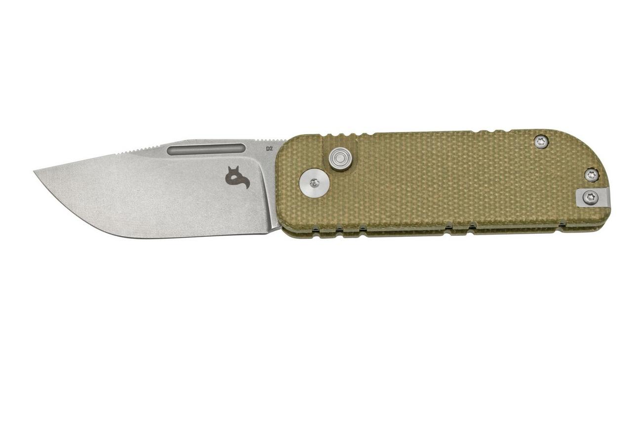Black Fox NU-BOWIE, Stonewashed D2 Blade, OD Green Micarta zakmes
