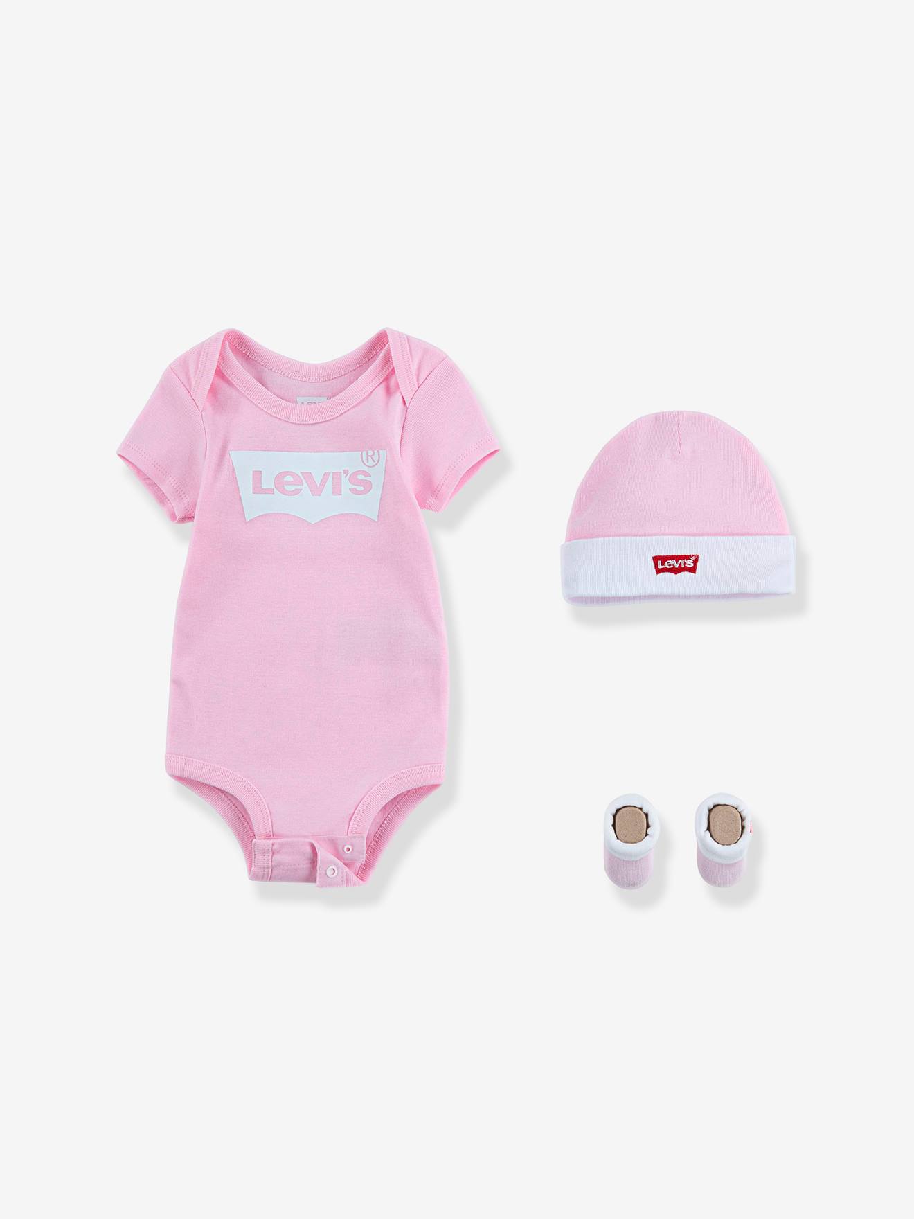 Conjunto de 3 peças Levi's® Batwin para bebê, rosa