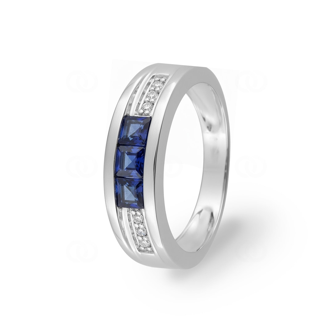 Ring 750/18 K Weissgold mit Saphiren und Diamanten 0.05ct.
