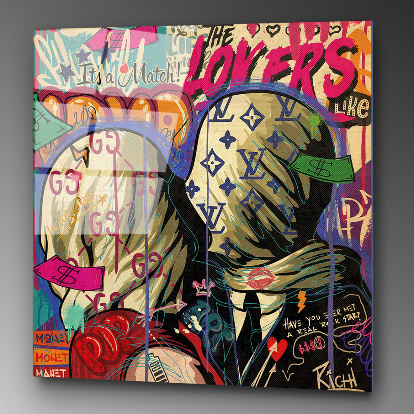 Wallity Impression sur verre Pop multicolore - 50x50 cm