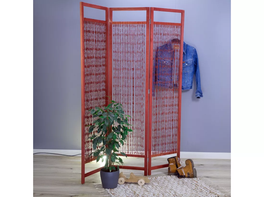 PARAVENT Cosmo 3 pièces. 166x121 cm, bois, noué avec du fil solide braun