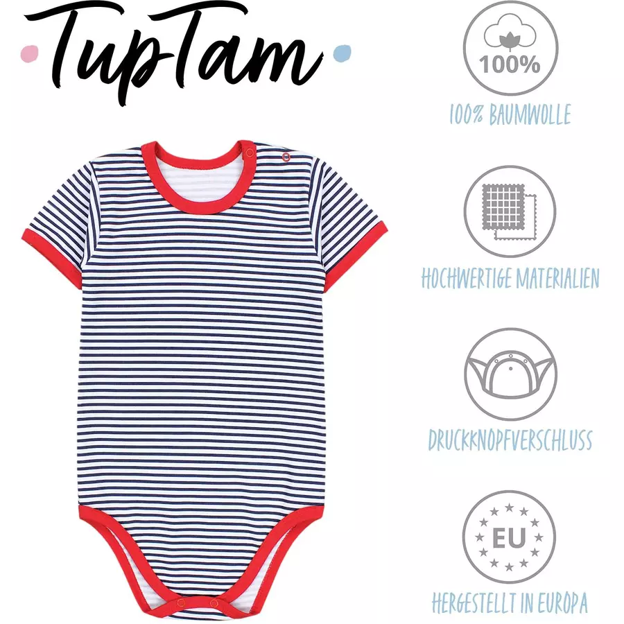 TupTam Kinder Unisex Kurzarm Body 3er Set blaurot