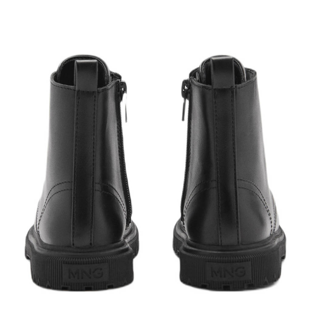 Mango Kids leren veterboots zwart