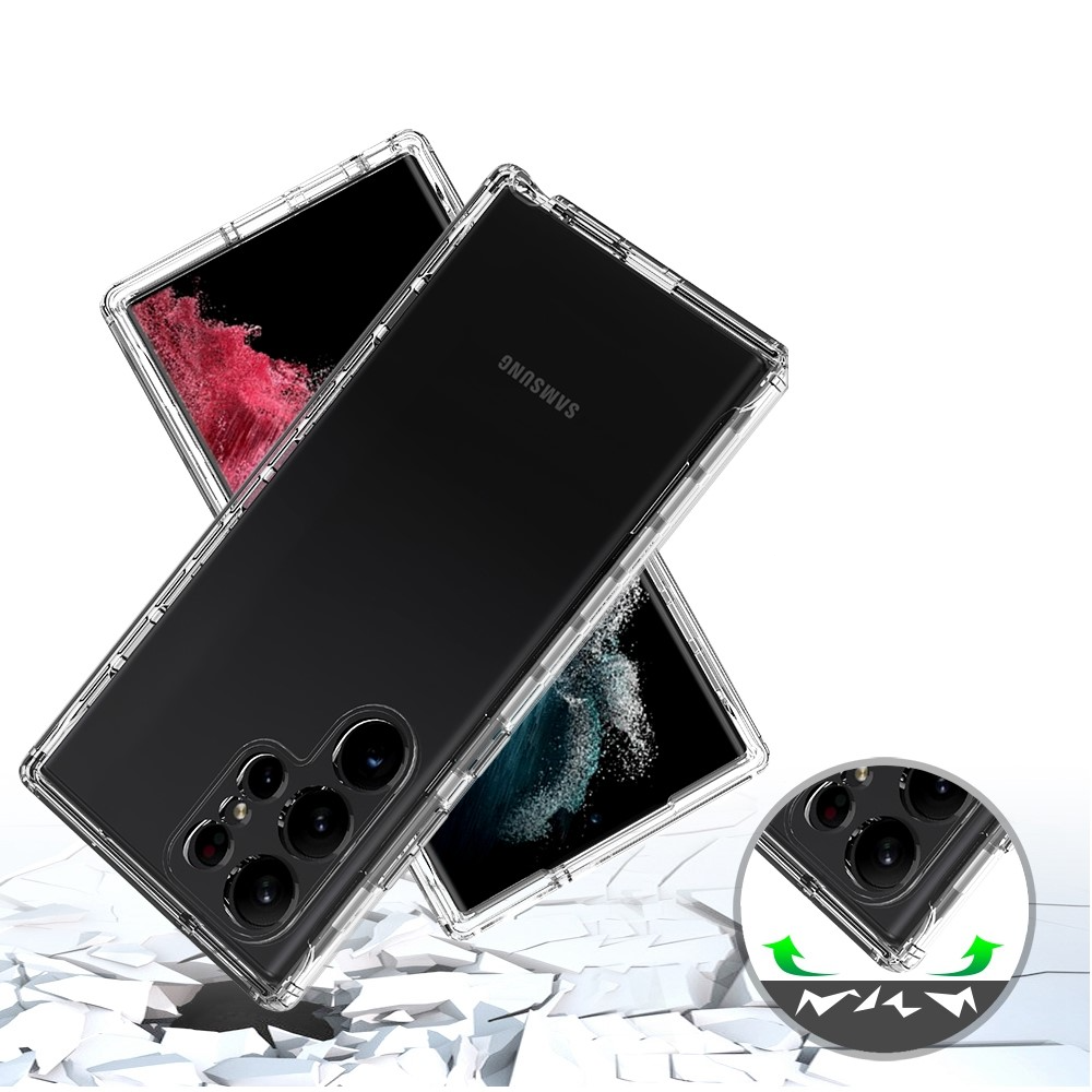 (2-tlg.) Samsung Galaxy S23 Ultra 5G Hybrid TPU Hülle mit PET-Schutzfolie - Transparent