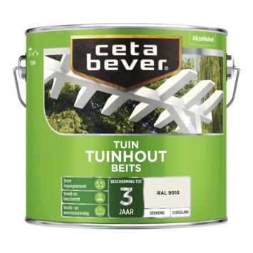 CetaBever Tuinhoutbeits dekkend RAL 9010 zijdeglans 2,5 L