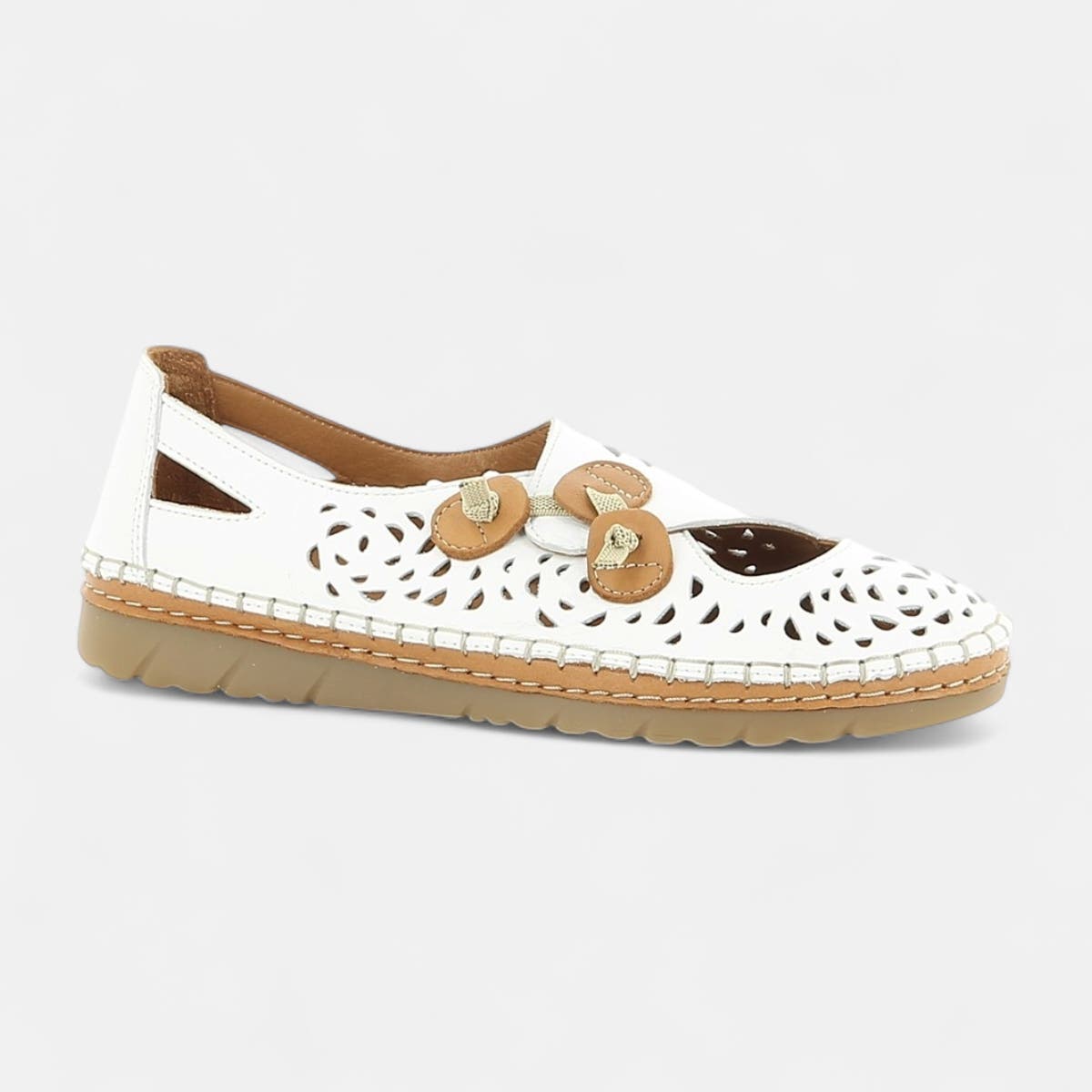 Ballerines Femme en cuir blanc