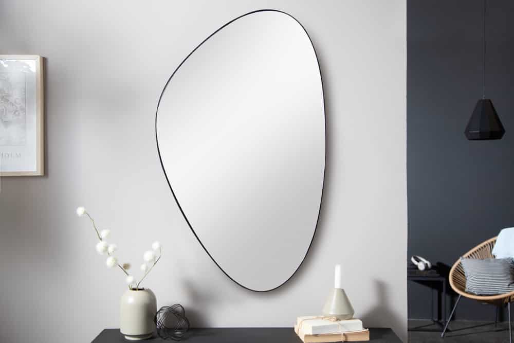 Moderner Wandspiegel NOEMI 90cm schwarz asymmetrisches Design