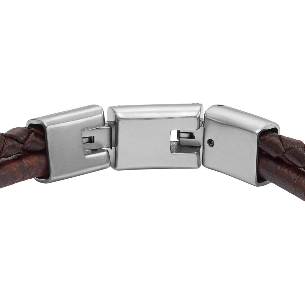 Bracelet FOSSIL acier cuir marron