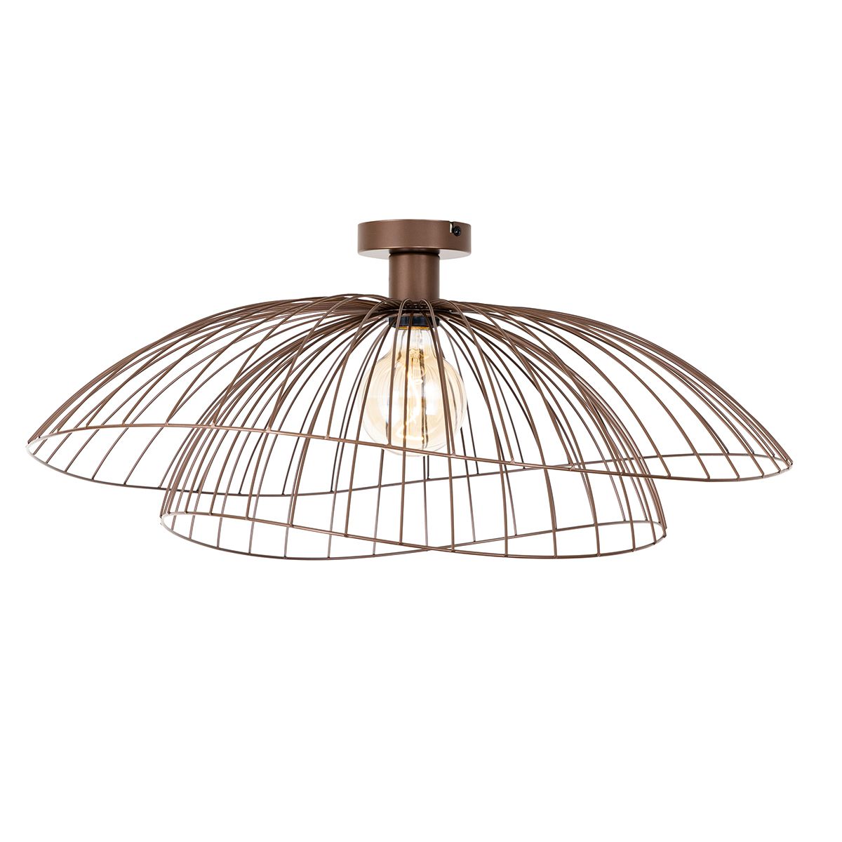 Design plafondlamp brons met dubbele kap 45cm - Pua