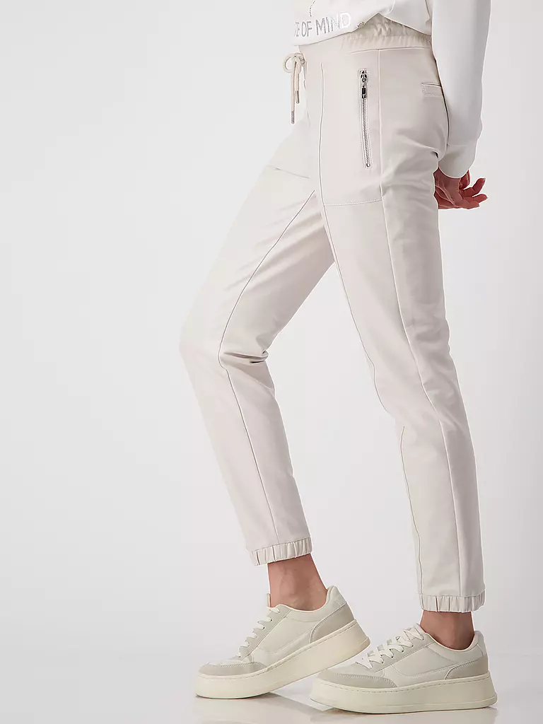 MONARI Hose in Lederoptik creme