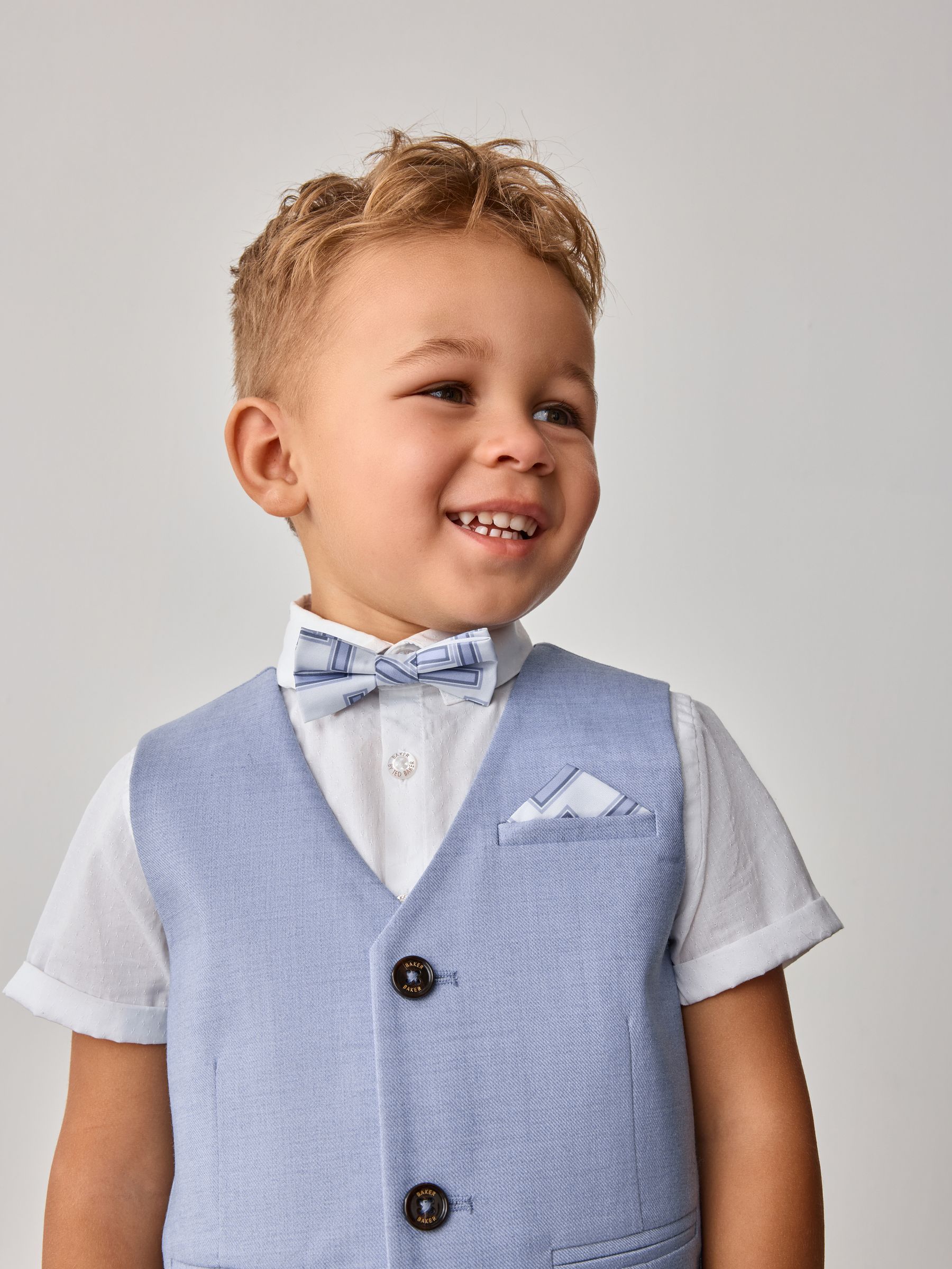 Baker by Ted Baker Mid Blue Shirt Waistcoat and Shorts Set