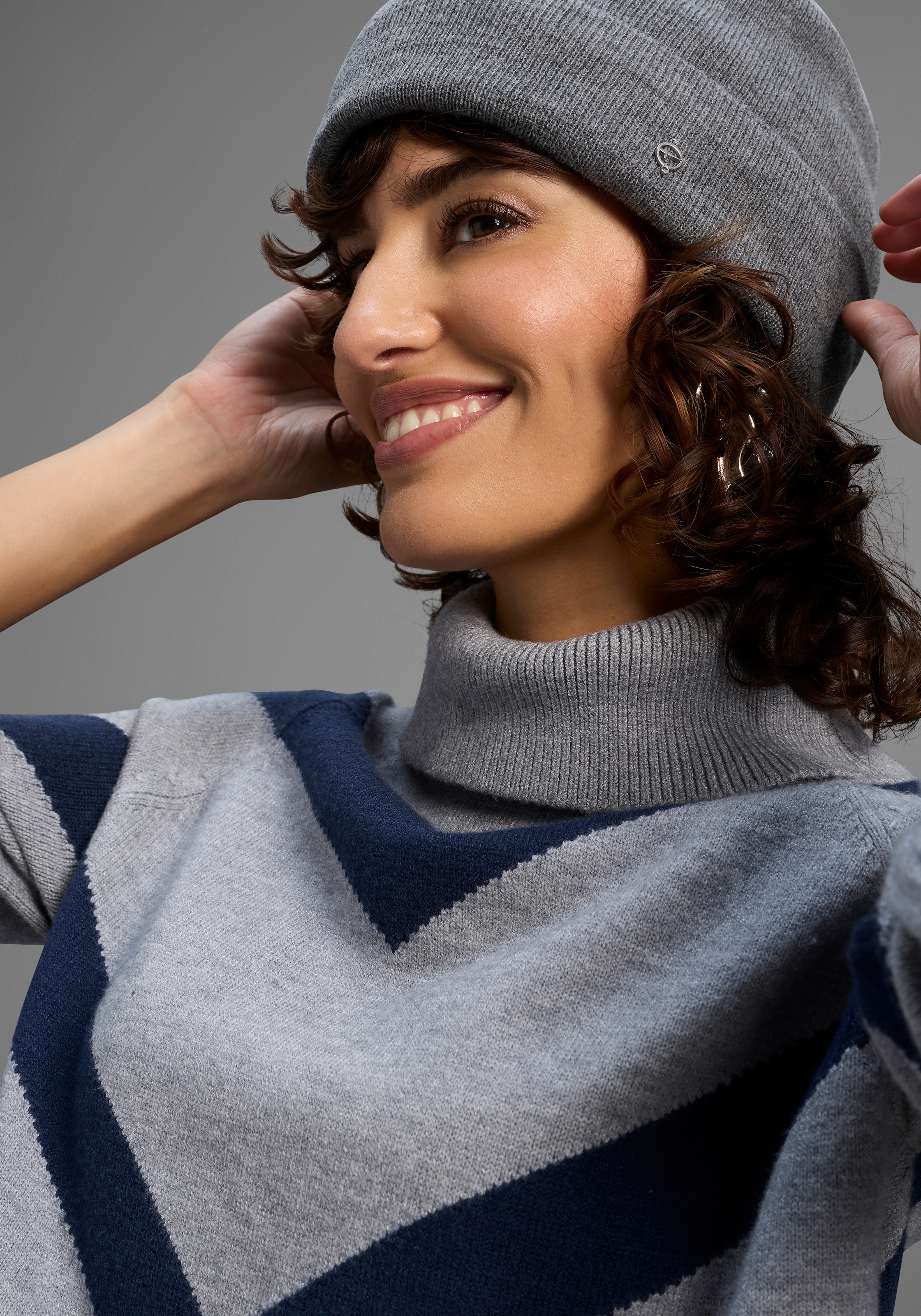 Laura Scott Rollkragenpullover , kuscheliger Winterstrick mit lässigem Streifenmuster - NEUE KOLLEKTION