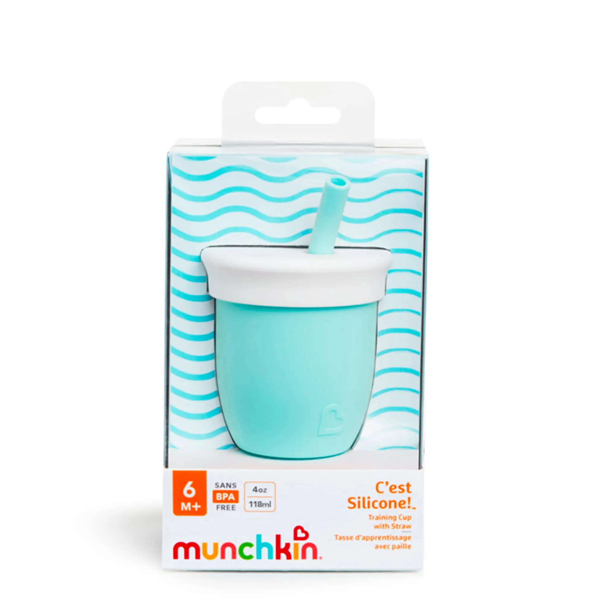 Munchkin Verre en Silicone avec Paille 4oz - Menthe