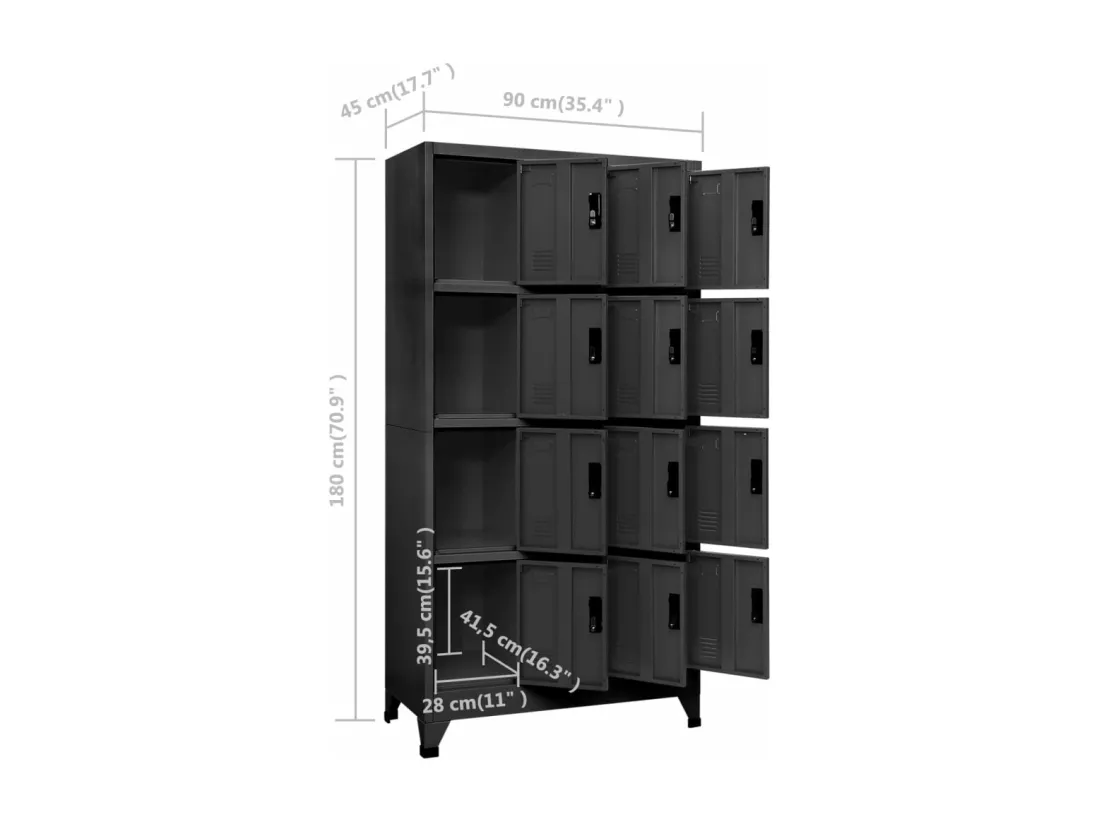 Armoire à casiers Anthracite 90x45x180 cm Acier