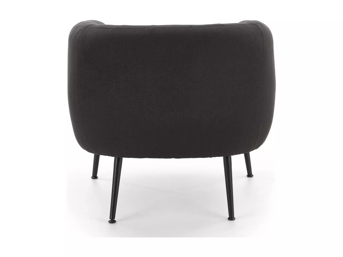 Fauteuil rembourré en tissu gris foncé avec pieds en acier noir Dreamin