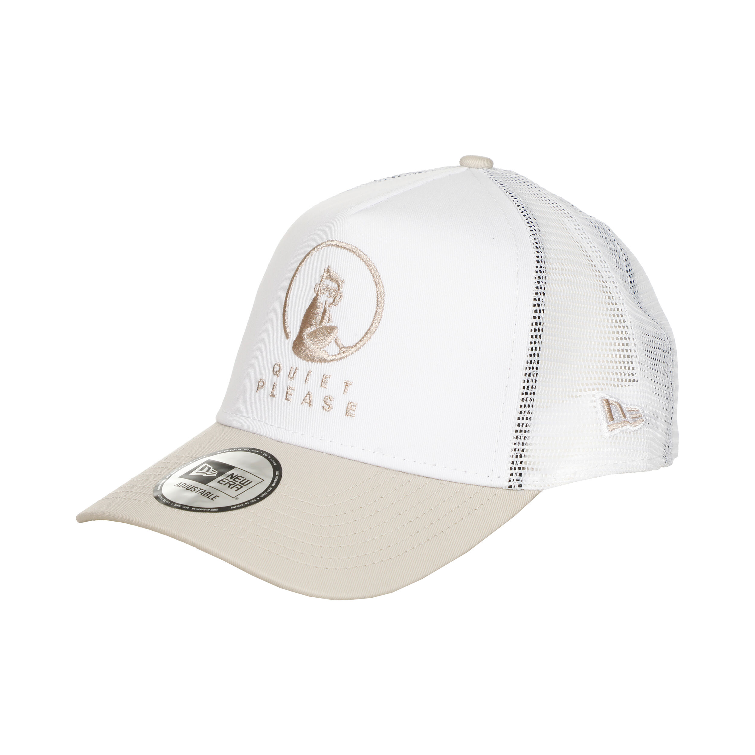 Quiet Please New Era Trucker Casquette - Blanc , Beige