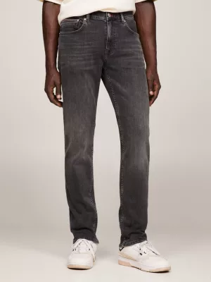 Calça jeans Denton reta e ajustada, preta desbotada.