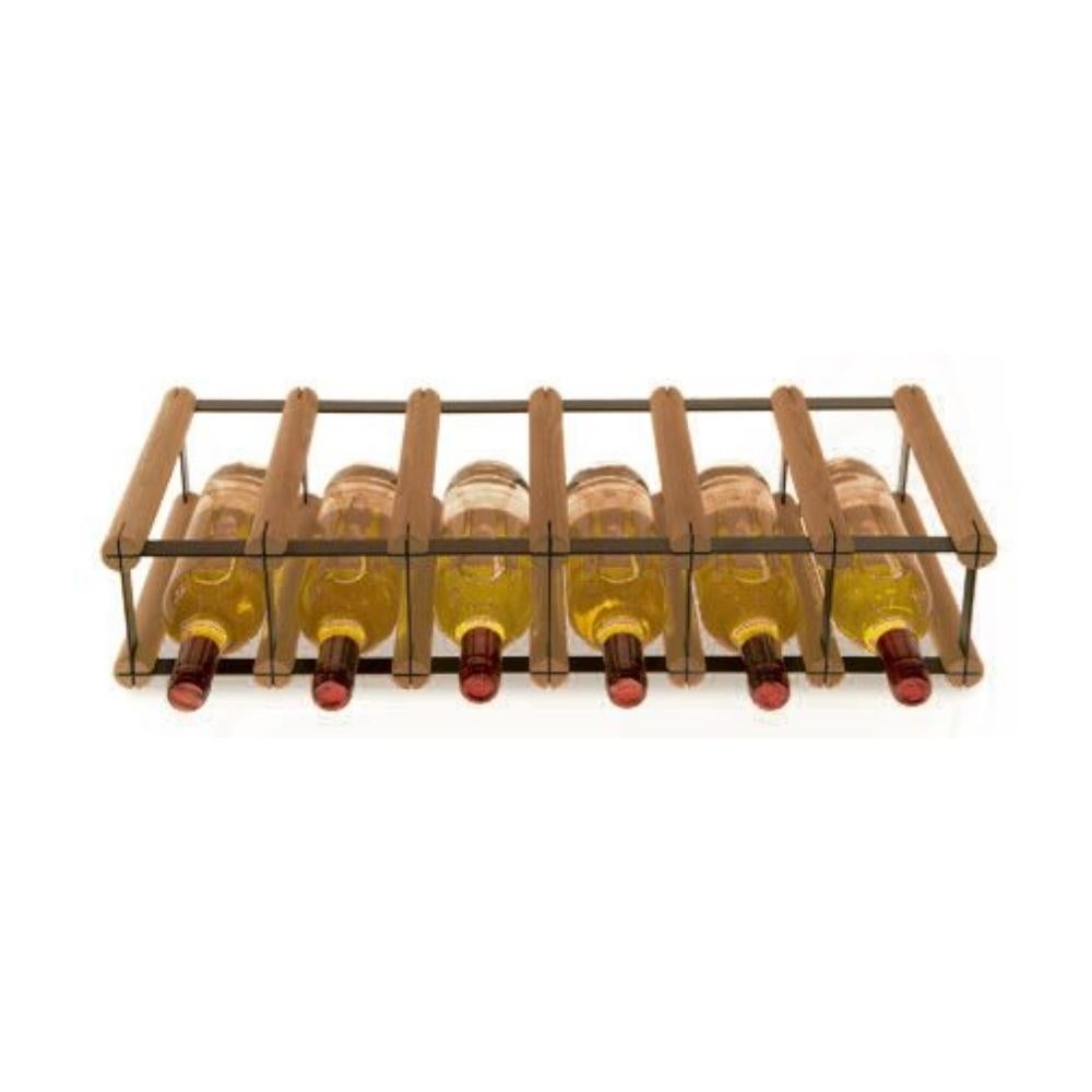 PROREGAL Modulair Wijnrek Vinotega Mod Metaal HxBxD 12,5 x 62,5 x 24,5 cm 6 x 1 Flessen Massief grenenhout Bruin Geolied