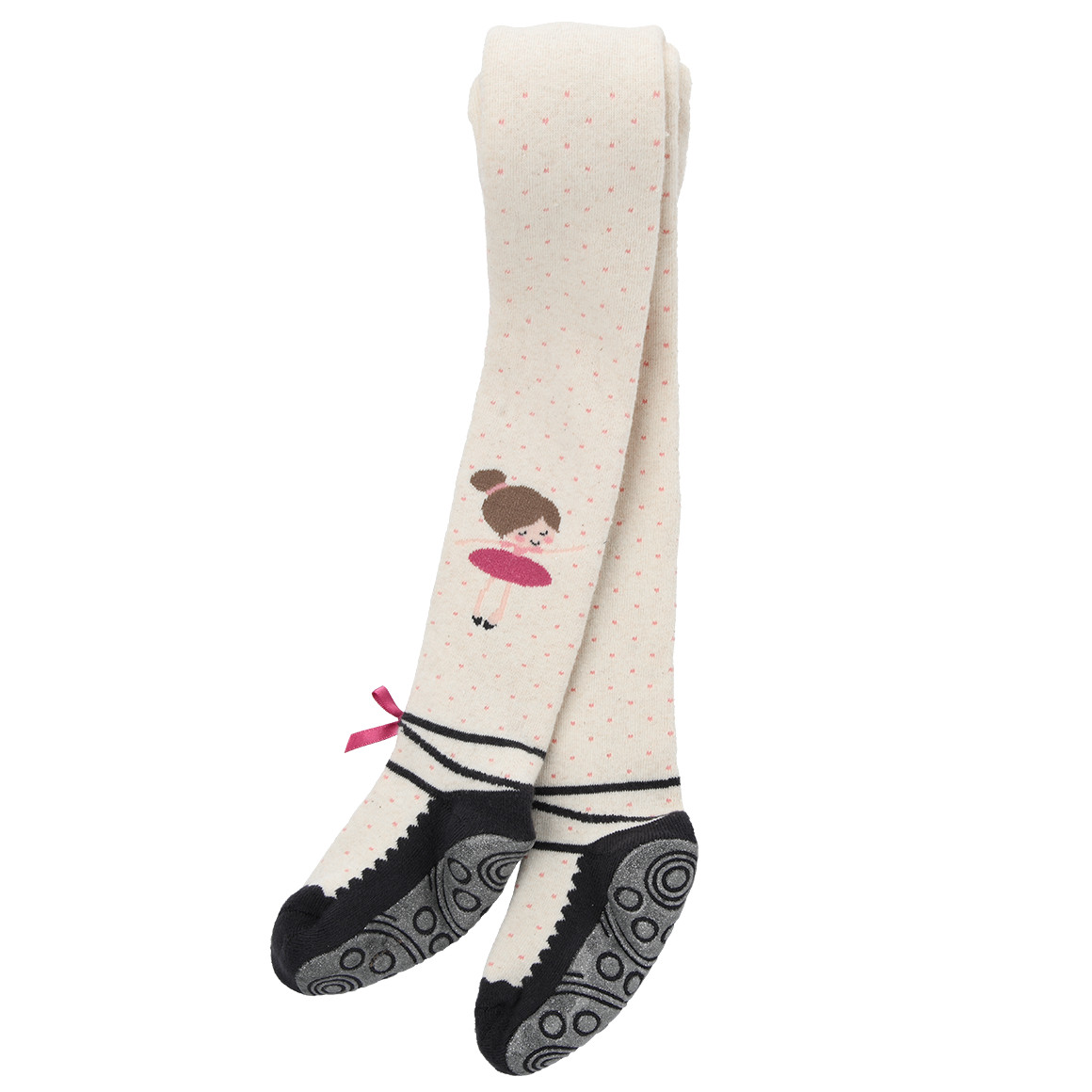 Topolino Mädchen Strumpfhose mit Anti-Rutsch-Sohle cremeweiss / rosa