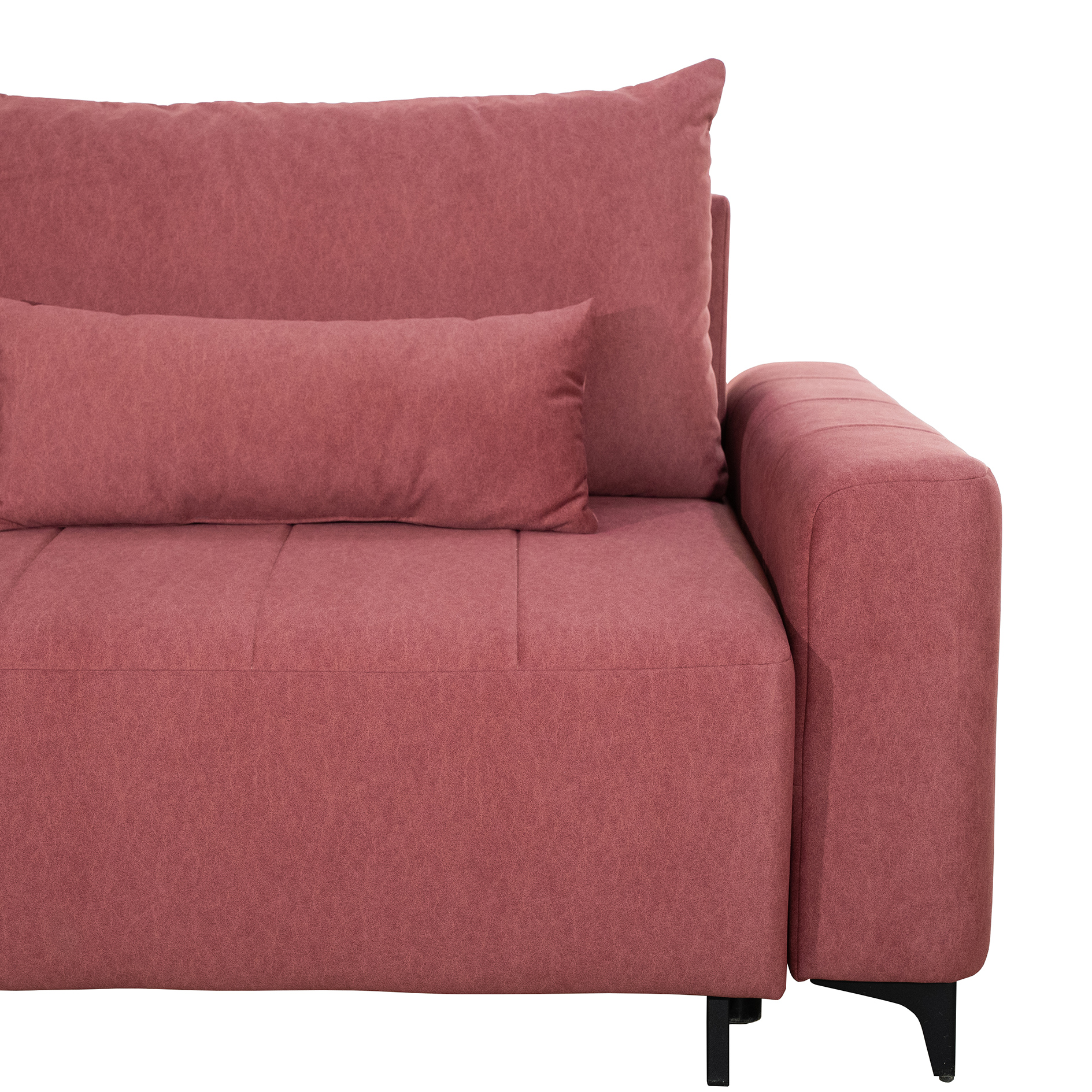 3-Sitzer Sofa - rot - Samt - mit Staukasten