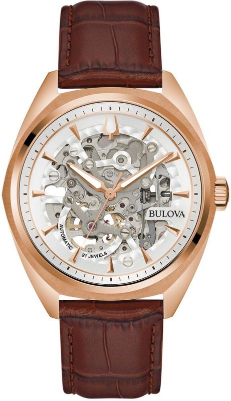 Bulova - Chronograaf Horloge - Roségoud - Leer - Bruin