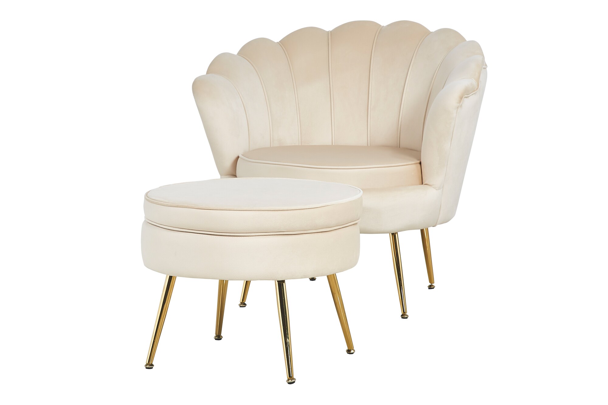 Muschelsessel Samt Beige Relaxsessel Polstersessel Ohrensessel Loungesessel