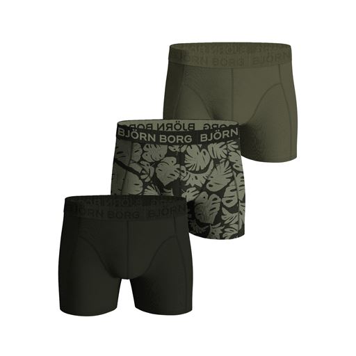 Björn Borg Cotton Stretch 3-pak Boxershorts, Grøn/Print/Sort, XL