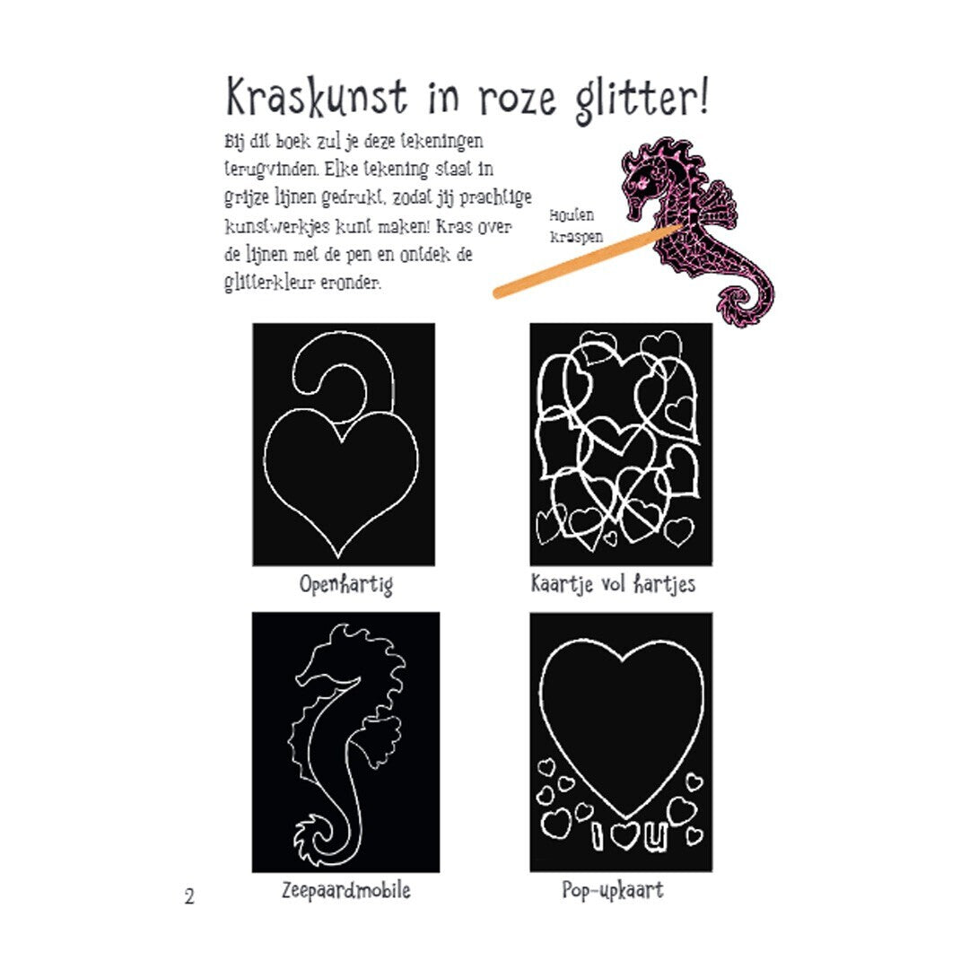 Standaard uitgeverij kraskaarten roze glitter