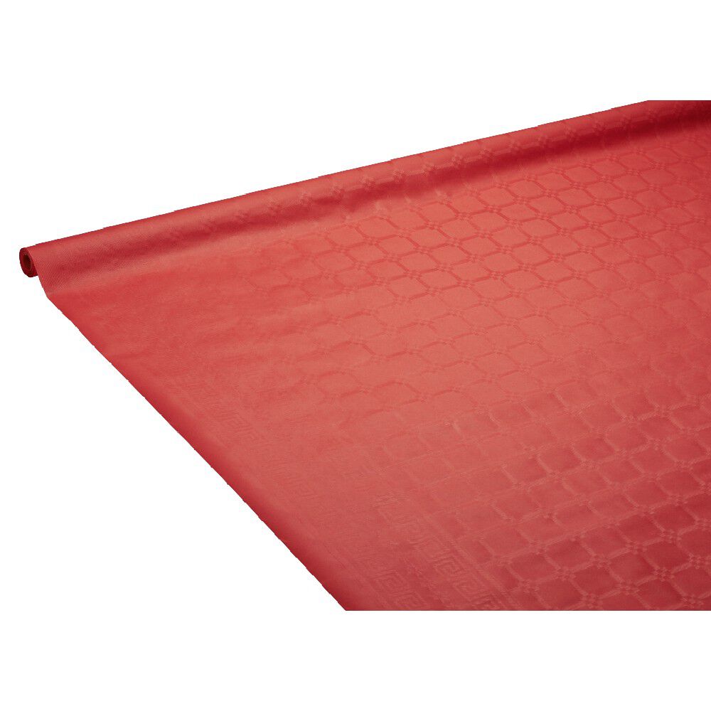 Nappe damassée rouge en papier 6 m