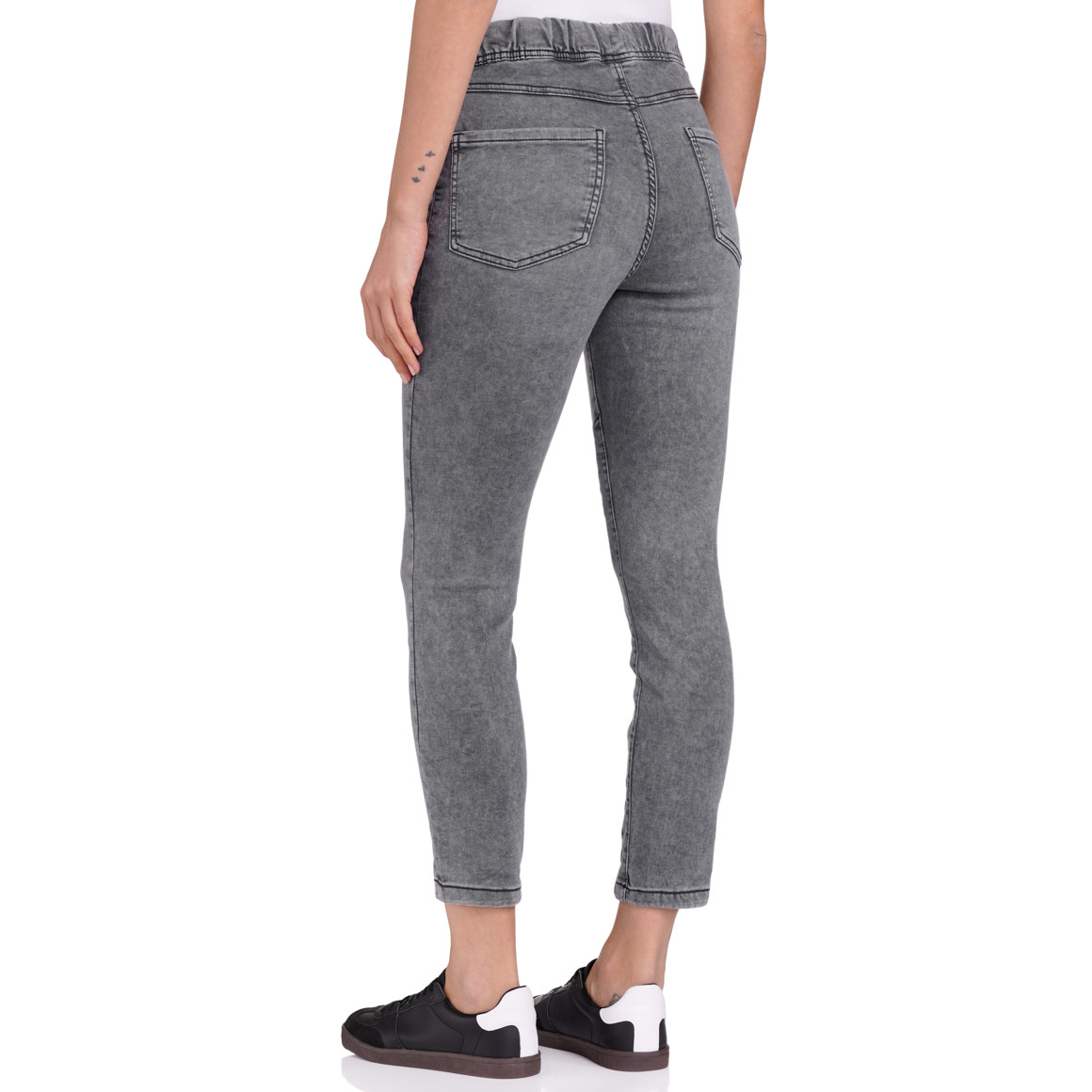 Damen Jeggings mit Used-Waschung grau