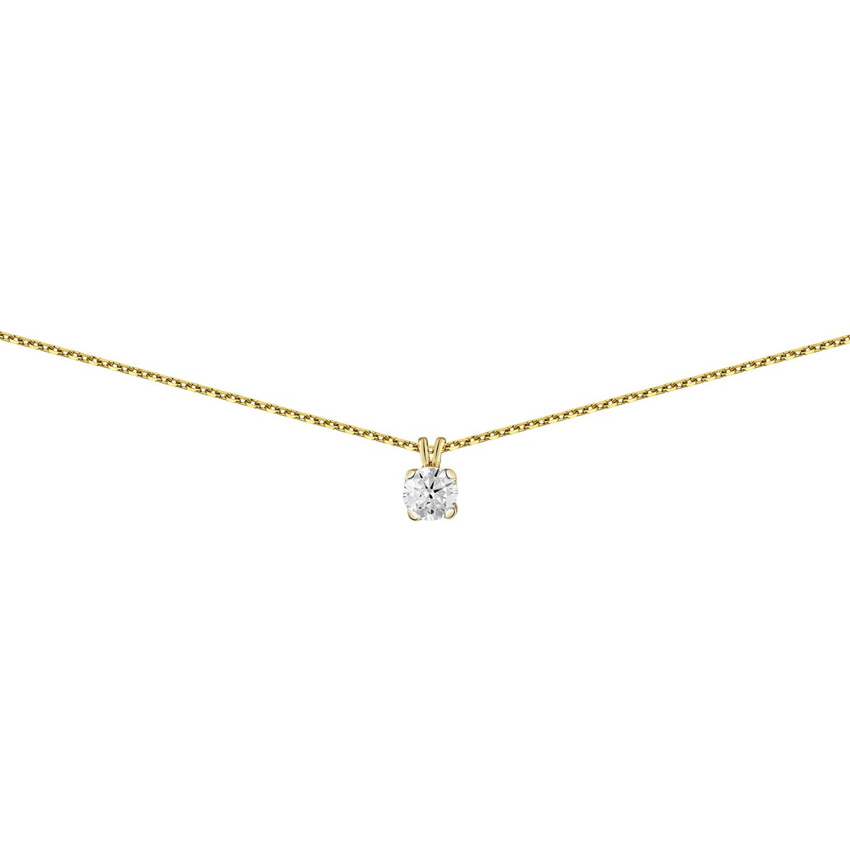 Collier Brillaxis pendentif diamant serti 4 griffesen or jaune 750