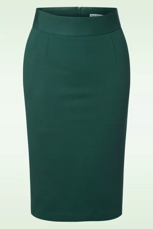 Very Cherry Klassieke pencil rok in bosgroen