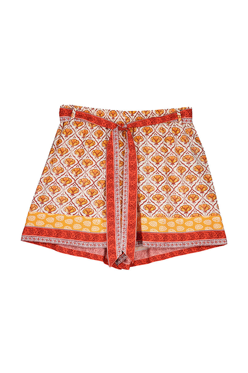 Pantalón corto cinturón estampado - estampado