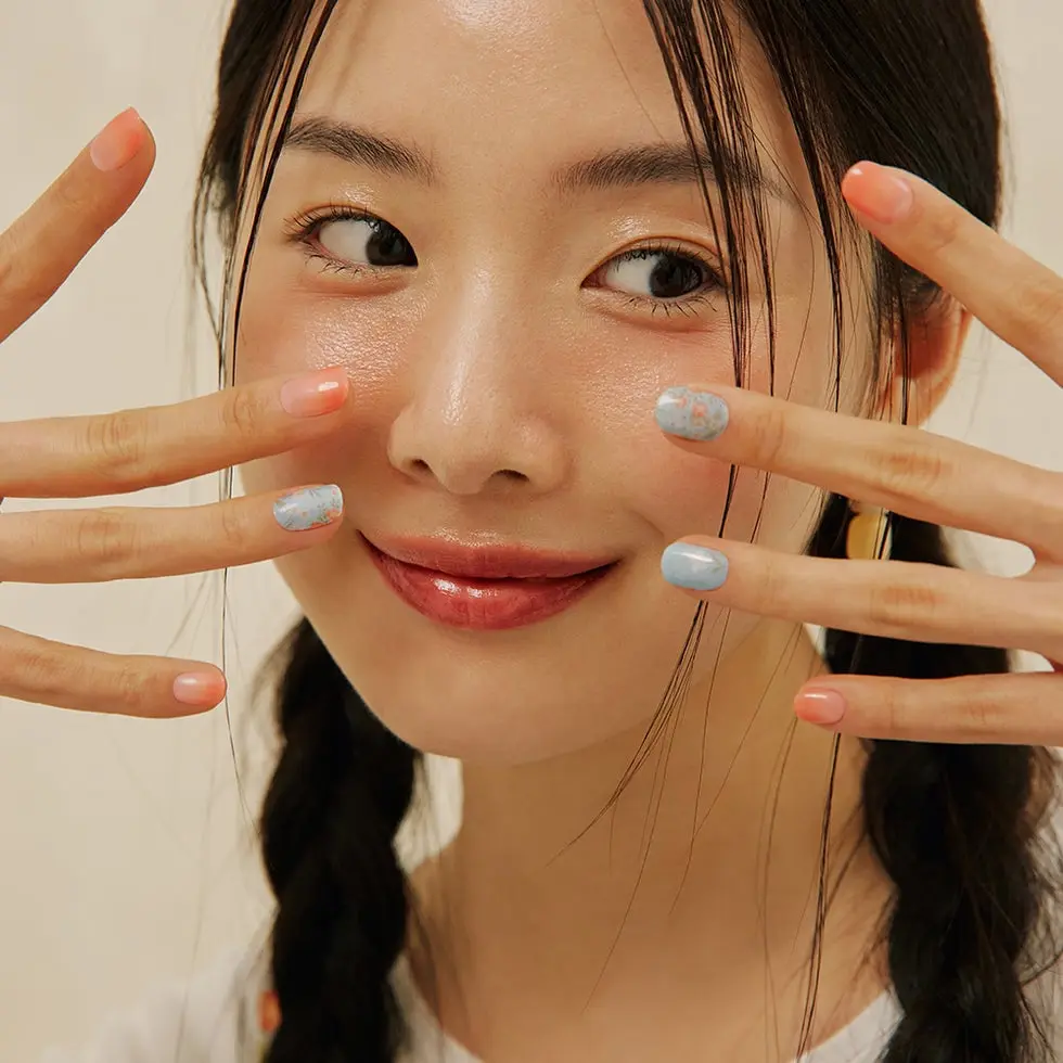 Semi Cured Gel Nail Strips Sky Bloom