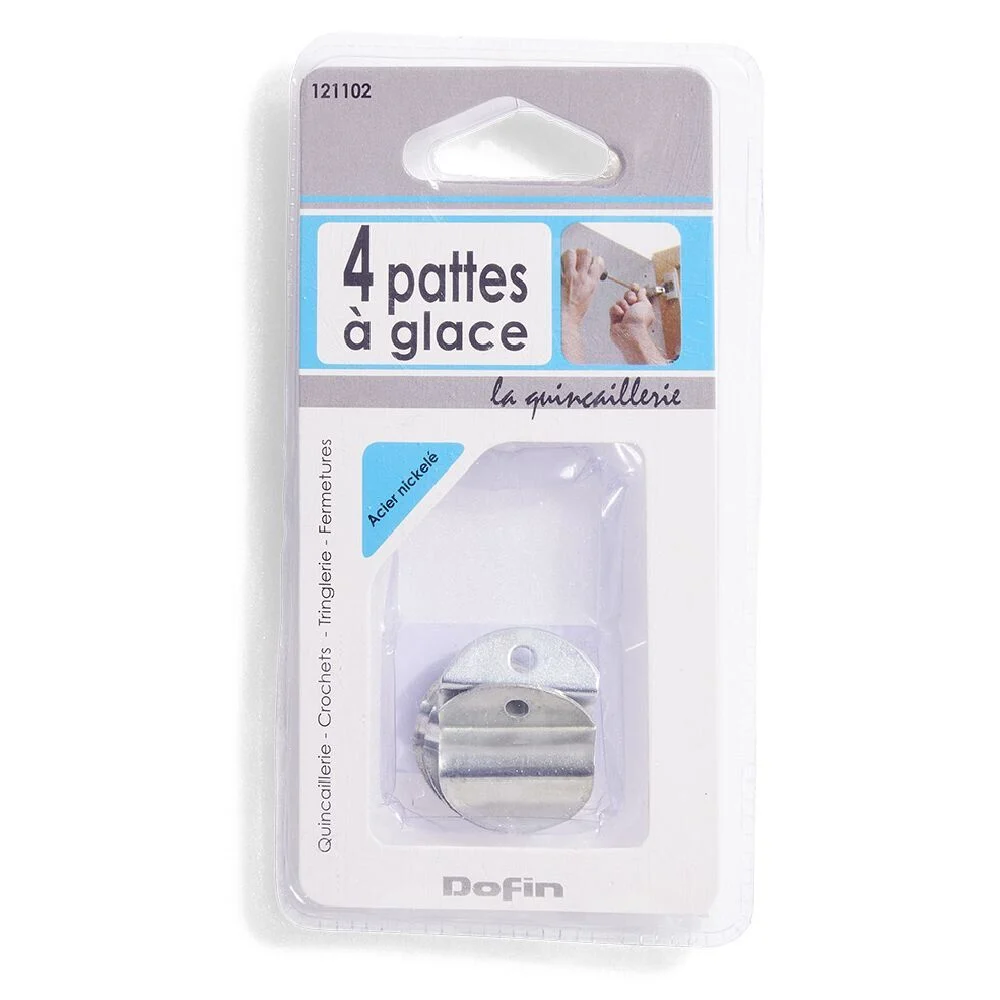 4 pattes à glace en acier nickelé - 25 mm