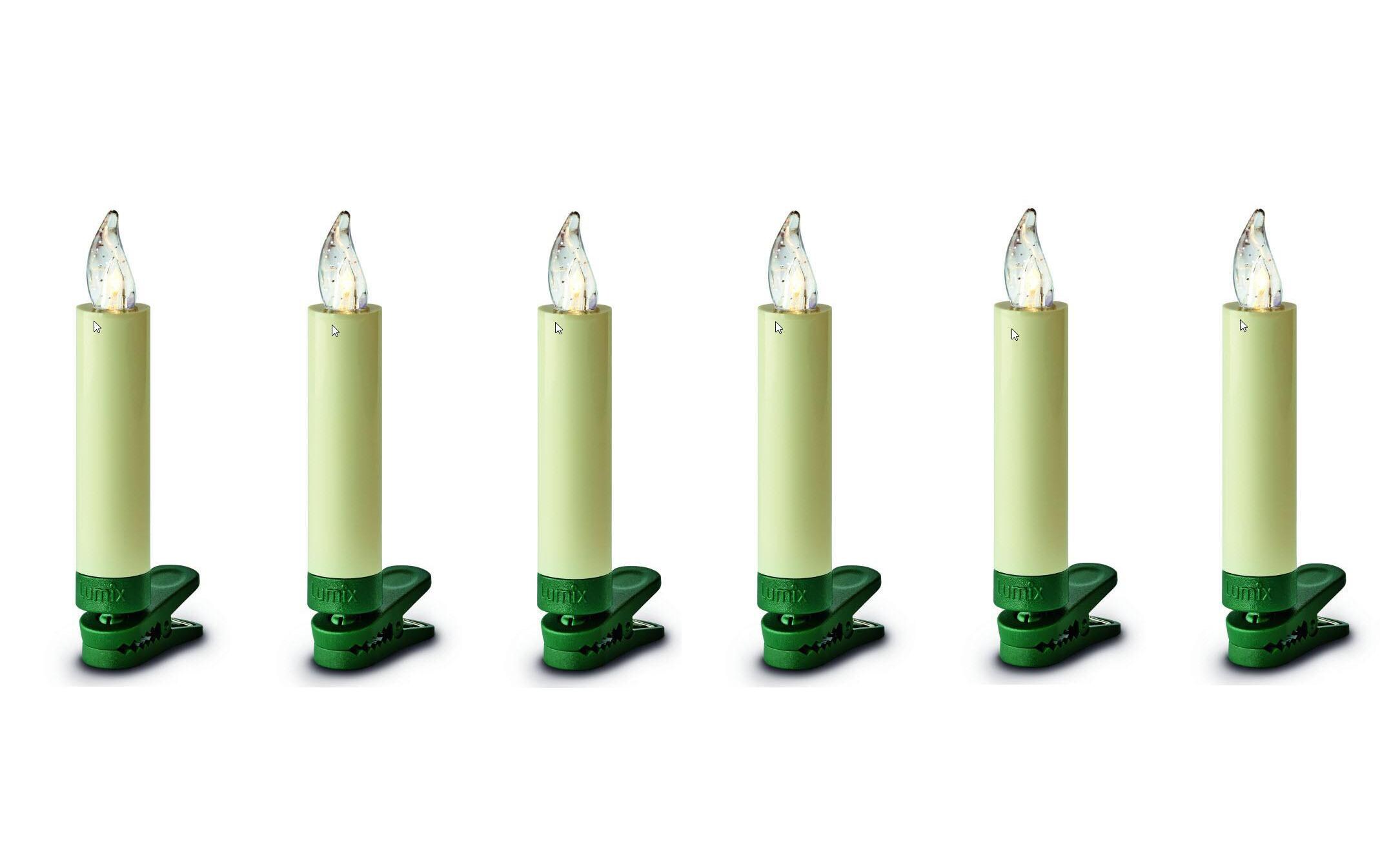 LED Baumkerze SuperLight Mini, Elfenbein, 6er-SetErweiterungsset LED Christbaumkerze