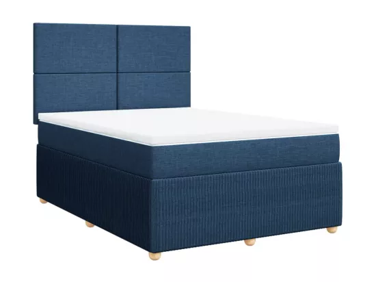 Sommier à lattes de lit avec matelas Bleu 160x200 cm Tissu