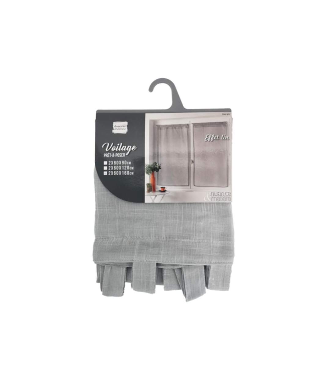 Paire de Voilages Zazy 60x160cm Gris