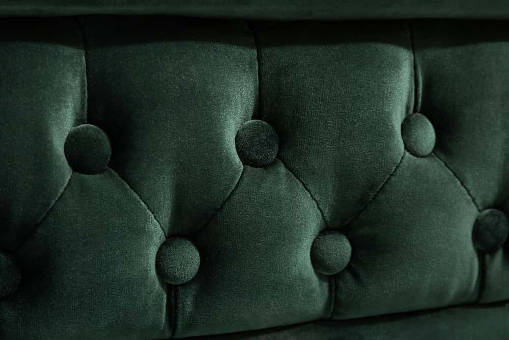 Chesterfield 3-Sitzer Sofa 205cm flaschengrün Samt Federkern Knopfheftung