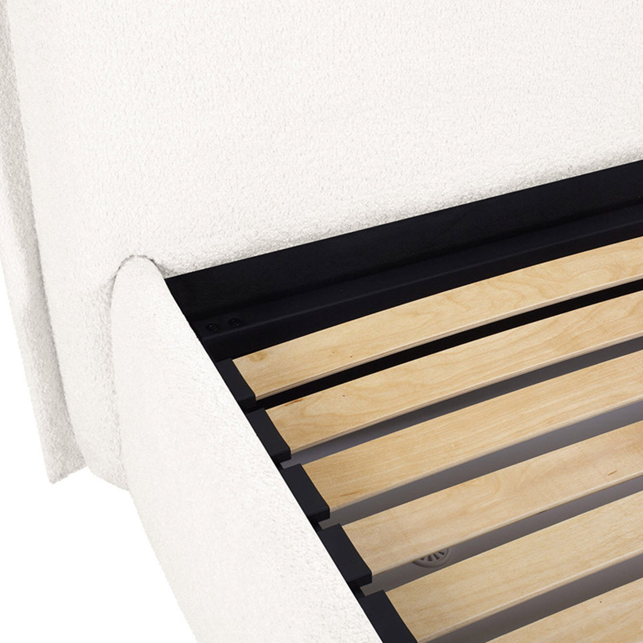 Milo Casa Lit Coffre avec tête de Lit Bouclette Armie ivoire - 160x200 cm