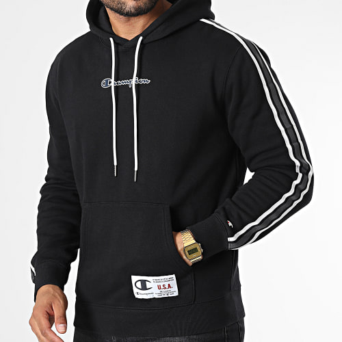 Sweat Capuche A Bandes 217842 Noir
