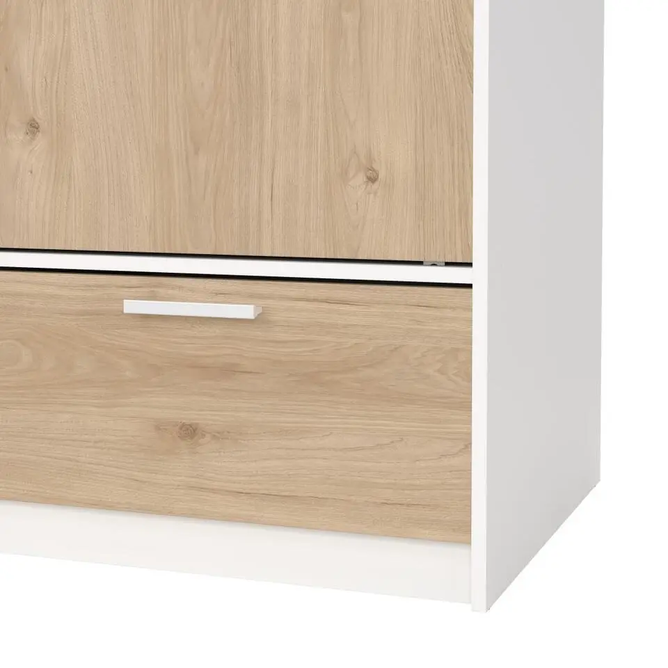 Hioshop Line kledingkast 2 deuren 2 laden okkernoot decor wit