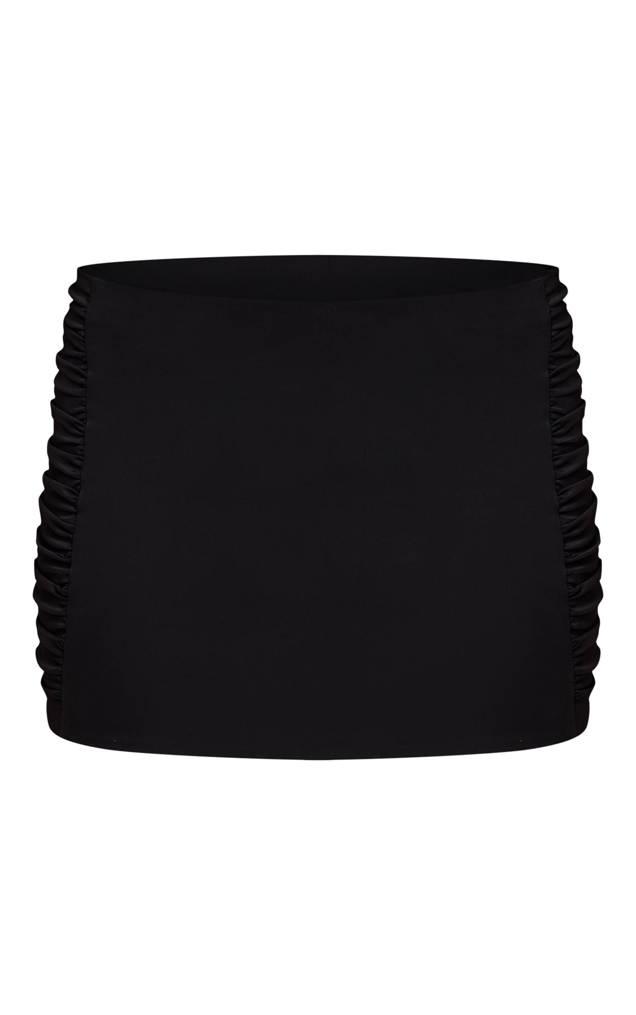 Noir Ensemble Jupe Mini Froncée Sur Les Côtés En Maille Soyeuse Soft Touch