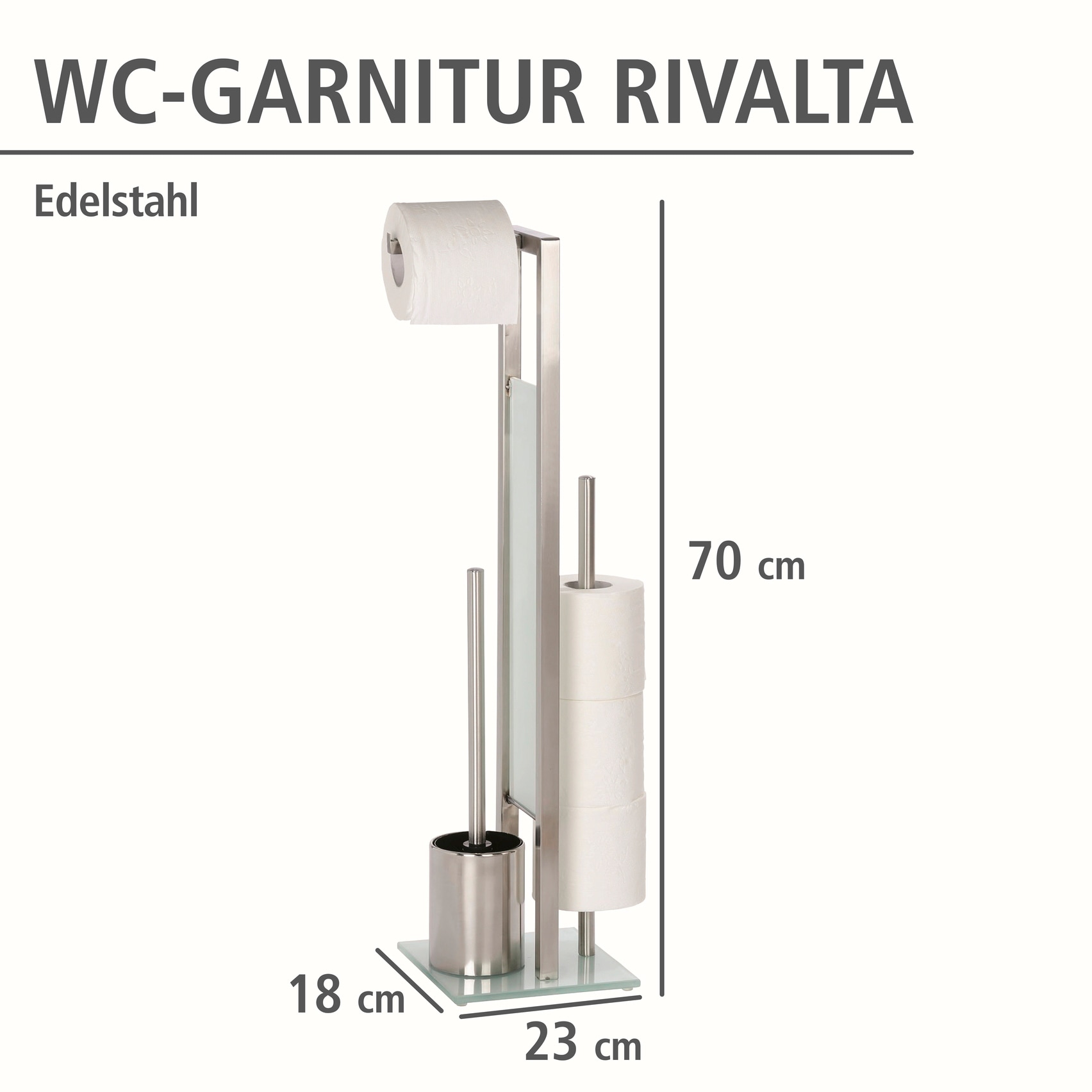WENKO WC-Garnitur »Rivalta« aus Edelstahl integrierter Toilettenpapierhalter und WC-Bürstenhalter