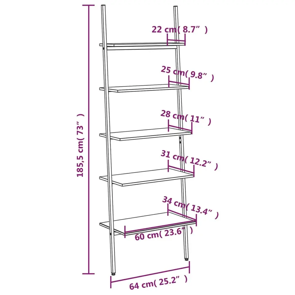 vidaXL - Ladderrek - Bruin - Bewerkt hout