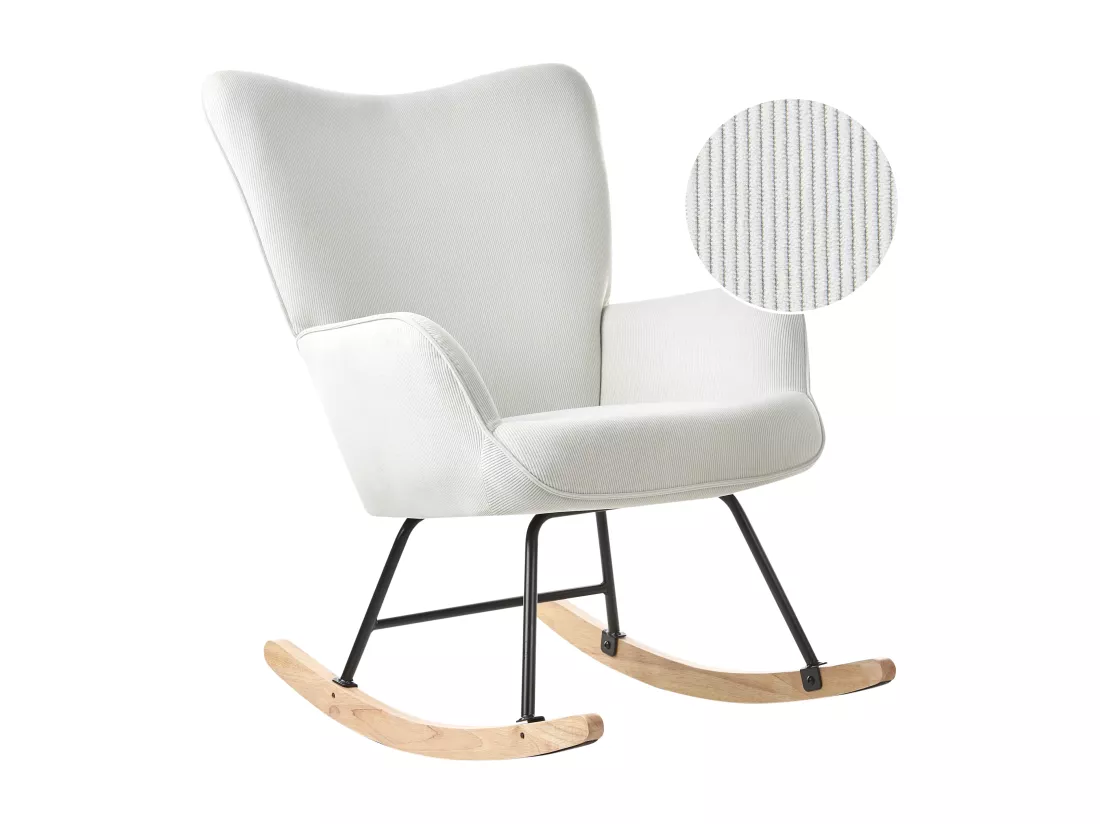 Fauteuil à bascule ARSET Velours côtelé Blanc cassé