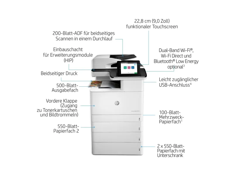 HP Color LaserJet Enterprise MFP M776dn - Multifunktionsprinter - farve - laser - 297 x 864 mm (original) - A3 (medie) - op til 46 spm (kopiering) - op til 46 spm (udskriver) - 650 ark - USB 2.0, Gigabit LAN, USB 2.0 vært